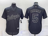 Men's Los Angeles Dodgers #5 Freddie Freeman Black Pullover Turn Back The Clock Stitched Cool Base Jersey,baseball caps,new era cap wholesale,wholesale hats
